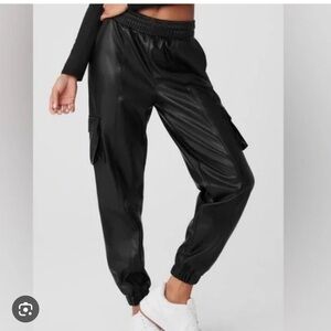 Black Faux Leather Jogger